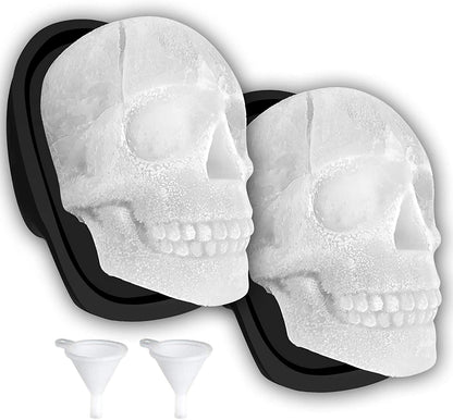 Extra Large 3D Skull Ice Cube Mold Silicone Ice Molds for Whiskey Skull Ice Cube Trays with Funnel for Big Mouth Cup Skull Ice Maker with Resin Chocolate Sugar Whiskey Ice Mold for Parties