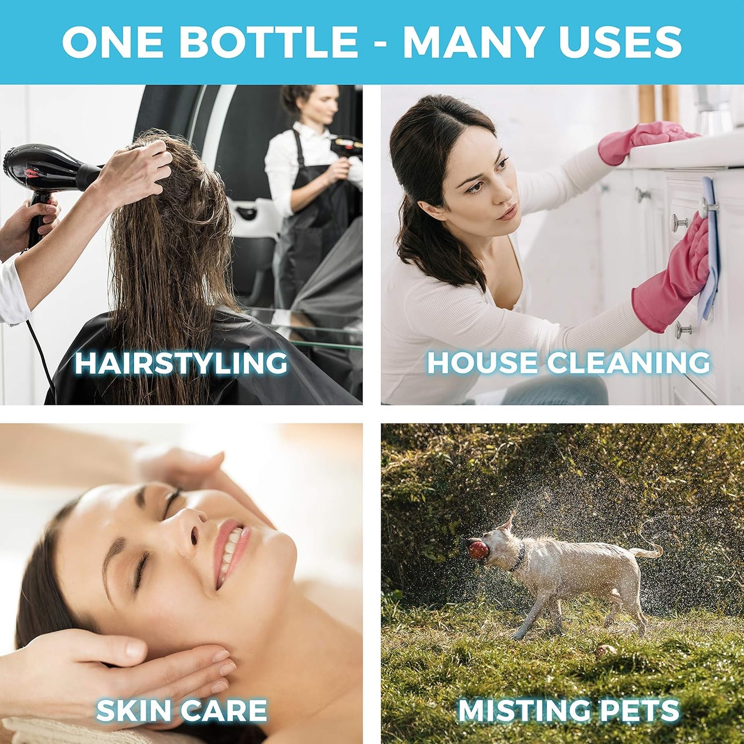 Hair Spray Bottle Continuous Water Mister Spray Empty Ultra Fine for Hair Styling, Pets, Plants, Cleaning, Misting & Skin Care, Salons, for Taming Hair in Morning, Curly Hair, Essential Oil Scents & More