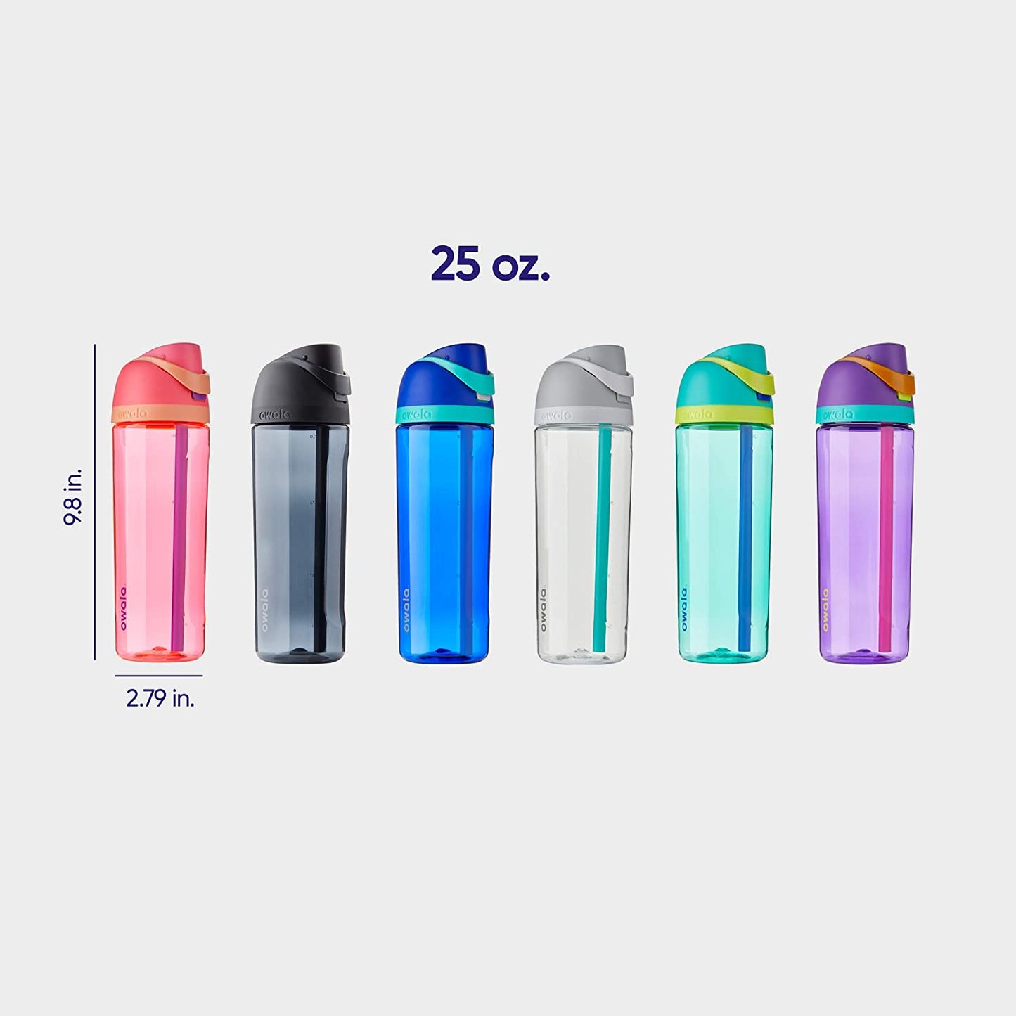 Owala Freesip Clear Tritan Plastic Water Bottle with Straw, Bpa-Free Sports Water Bottle, Great for Travel, 25 Oz, Shy Marshmallow